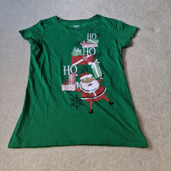 Green Ho Ho Ho Santa Clause Christmas T-shirt - Picture 10 of 11